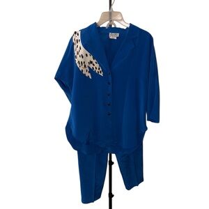 East West of California Vintage Blue Two Piece Pant Set